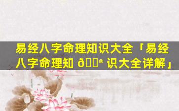 易经八字命理知识大全「易经八字命理知 💮 识大全详解」